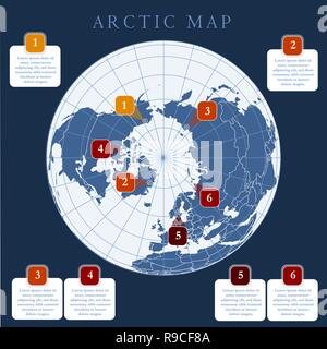 Antarctida, regione antartica mappa della zona intorno alla terra s Polo Sud Illustrazione Vettoriale