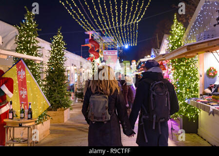 2018 Mercatino di Natale in Giardini Tuileries, Parigi, Francia Foto Stock