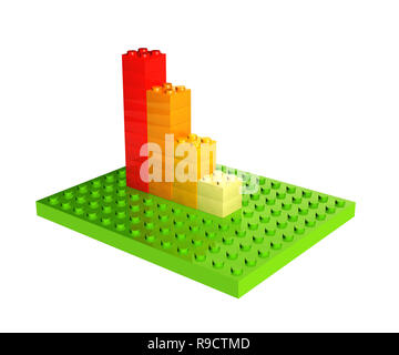 Diagramma di crescita da 3D giocattolo di plastica blocchi. Isolato su sfondo bianco Foto Stock