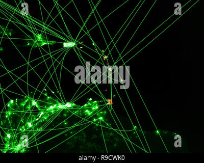 Caraibi sulla mappa verde con le reti. Concetto di viaggi internazionali, la comunicazione e la tecnologia. 3D'illustrazione. Gli elementi di questa immagine arredate Foto Stock