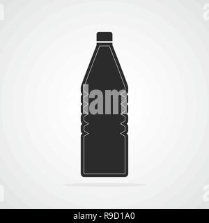 Silhouette di una bottiglia Ppastic. Illustrazione Vettoriale. Nero icona bottiglia, isolato Illustrazione Vettoriale
