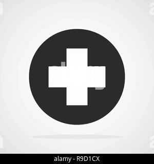 Black plus icona in stile appartamento. Illustrazione Vettoriale. Icona più isolato Illustrazione Vettoriale