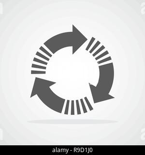 Il riciclaggio una freccia piatta. Illustrazione Vettoriale. Aggiorna o Ricarica la freccia circolare isolato. Illustrazione Vettoriale