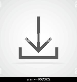 Grigio icona Download in stile appartamento. Illustrazione Vettoriale. Installare il simbolo su sfondo chiaro. Illustrazione Vettoriale
