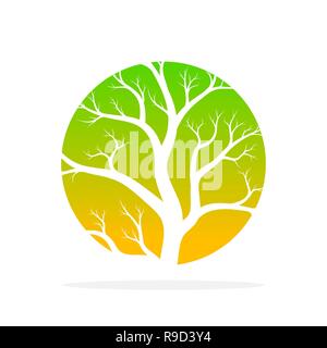 Albero verde round icona nel design piatto. Illustrazione Vettoriale. Struttura astratta in forma di un cerchio, isolato Illustrazione Vettoriale