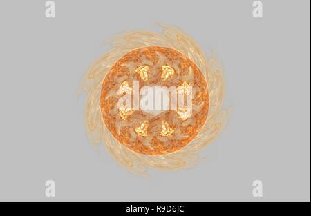 Abstract golden frattali figura simmetrica su grigio, illustrazione Foto Stock