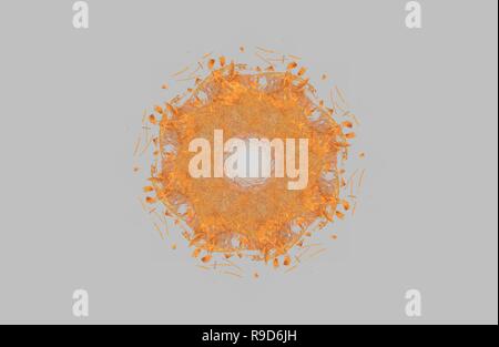 Abstract golden frattali figura simmetrica su grigio, illustrazione Foto Stock