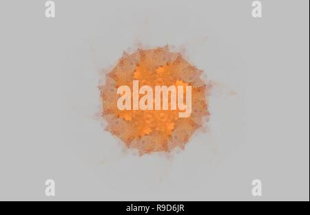 Abstract golden frattali figura simmetrica su grigio, illustrazione Foto Stock