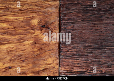 Bellissimo Sfondo legno combinati in toni chiari e scuri (marrone, marrone, marrone, oro e nero). Con un aspetto rustico, vene e i nodi possono essere vedere Foto Stock