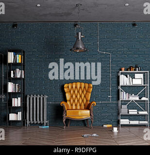 Il lusso moderno loft interni. 3D rendering di progettazione Foto Stock