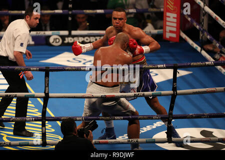 Londra, Regno Unito. 22 dic 2018. La conta dei globuli bianchi e argento WOB International Heavyweight Championship pugilato, Dillian Whyte versus Dereck Chisora; Undercard lotta come Fabio Wardley in azione contro Phil Williams Credit: Azione Plus immagini di sport/Alamy Live News Foto Stock