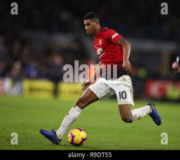 Cardiff, Regno Unito. 22 Dic, 2018. Marcus Rashford del Manchester United in azione. Premier League, Cardiff City v Manchester Utd al Cardiff City Stadium sabato 22 dicembre 2018. Questa immagine può essere utilizzata solo per scopi editoriali. Solo uso editoriale, è richiesta una licenza per uso commerciale. Nessun uso in scommesse, giochi o un singolo giocatore/club/league pubblicazioni. pic da Andrew Orchard/Andrew Orchard fotografia sportiva/Alamy Live news Credito: Andrew Orchard fotografia sportiva/Alamy Live News Foto Stock