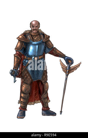 Concept Art Fantasy illustrazione del cavaliere guerriero in armatura con la spada Foto Stock