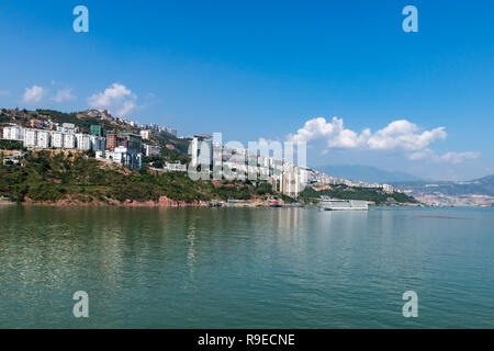 Wushan città sul fiume Yangtze Foto Stock