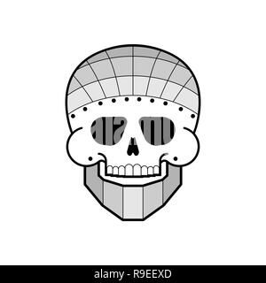 Cranio di ferro. Ganascia di metallo. Acciaio testa dello scheletro Illustrazione Vettoriale