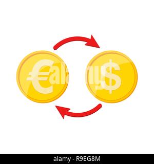 Cambio valuta icona in stile appartamento. Illustrazione Vettoriale. Lo scambio di denaro icona, isolata. Illustrazione Vettoriale