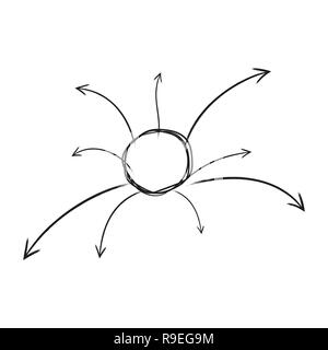 Disegnata a mano rotondo con frecce. Illustrazione Vettoriale. Grunge schizzo del sistema isolato Illustrazione Vettoriale