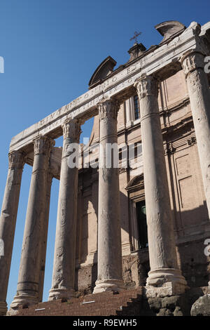 Tempio di Antonino Pio e Faustina nel Foro Romano, Italia Foto Stock