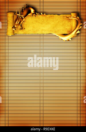 Grunge sfondo con dragon e scorrimento della vecchia pergamena Foto Stock