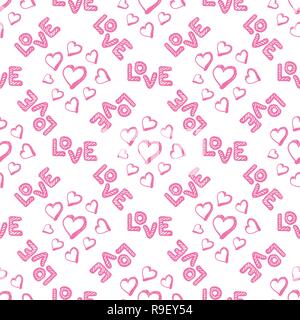 Amore seamless pattern con cuori. Illustrazione Vettoriale