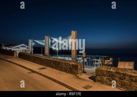 Porthmeor beach cafe di notte Porthmeor St.ives Cornwall Regno Unito Foto Stock