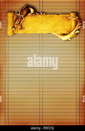 Grunge sfondo con dragon e scorrimento della vecchia pergamena Foto Stock