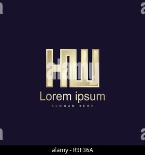 Lettera iniziale HW Modello Logo Design Vettoriali Illustrazione Vettoriale