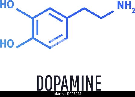La dopamina molecolare formula chimica isolati su sfondo bianco. Icona del vettore. Illustrazione Vettoriale