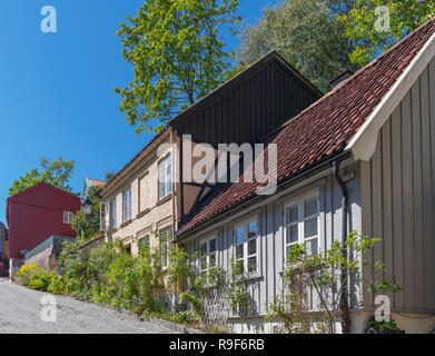 Case tradizionali su Damstredet, Oslo, Norvegia Foto Stock