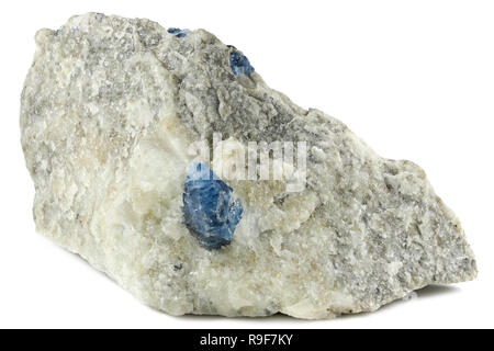 Afghanite crystal sulla matrice di calcite da Badakshan, Afghanistan isolati su sfondo bianco Foto Stock