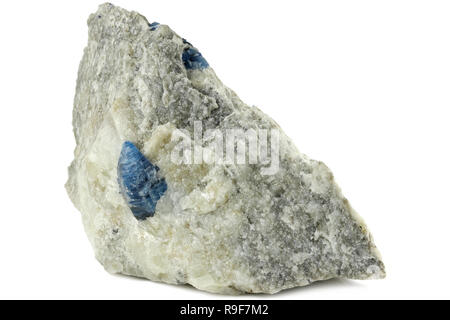 Afghanite crystal sulla matrice di calcite da Badakshan, Afghanistan isolati su sfondo bianco Foto Stock