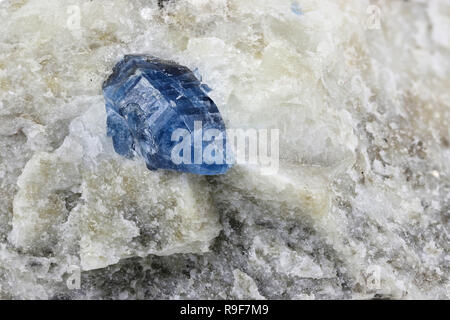Afghanite crystal sulla matrice di calcite da Badakshan, Afghanistan Foto Stock