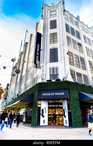 La parte anteriore della House of Fraser department store in Oxford Street, London, Regno Unito Foto Stock