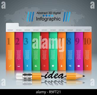 Matita, idea - business education Una infografica. Illustrazione Vettoriale