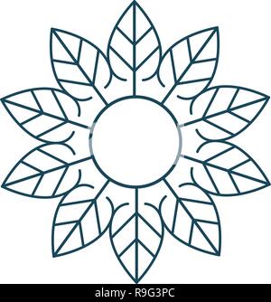 Organico lineare ed emblema naturale e logo design template, concetto di ecologia, cerchio realizzati con foglie. illustrazione vettoriale isolati su sfondo bianco Illustrazione Vettoriale