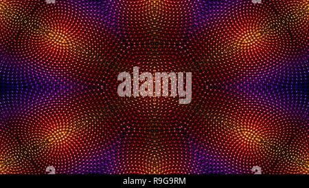 Abstract ipnotico colorato disegno simmetrico ornamentale decorativo movimento Caleidoscopio cerchio geometrico e forme a stella Foto Stock