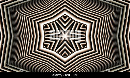 Abstract ipnotico colorato disegno simmetrico ornamentale decorativo movimento Caleidoscopio cerchio geometrico e forme a stella Foto Stock