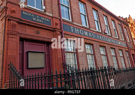 Thomas Fattorini fabbrica, Birmingham Jewellery Quarter, Regent St, Birmingham, inglese Midlands, Regno Unito, B1 3HQ Foto Stock