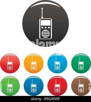 Talkie radio set di icone 9 vettore di colore isolato su bianco per qualsiasi design Illustrazione Vettoriale