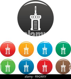 Radio portatile di set di icone 9 vettore di colore isolato su bianco per qualsiasi design Illustrazione Vettoriale