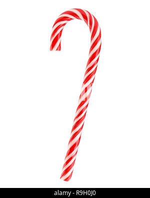 La caduta di Natale candy cane isolato su sfondo bianco, percorso di clipping, tutta la profondità di campo Foto Stock