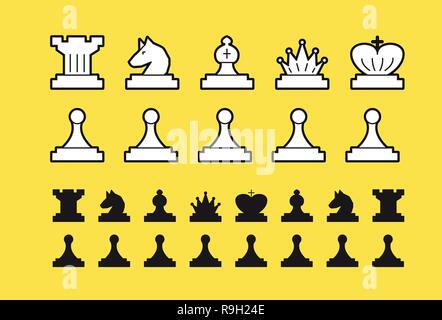 Set di scacchi illustrazione vettoriale su sfondo bianco Illustrazione Vettoriale