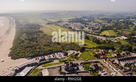 Drone vista aerea di Tenby, Pembrokeshire, Galles Credit: phillip Roberts Foto Stock