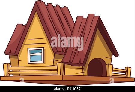 Casa in legno cartoon Illustrazione Vettoriale