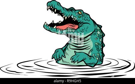 Verde coccodrillo isolato di caratteri su sfondo bianco Illustrazione Vettoriale