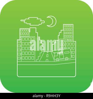 Camper giostre di notte nel concetto di città Illustrazione Vettoriale
