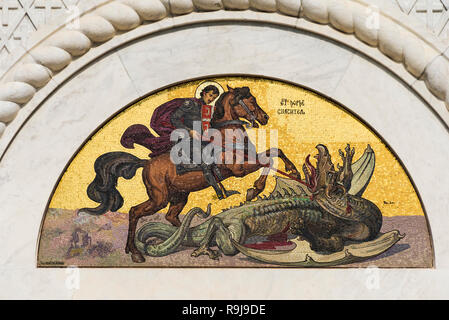 Dettagli architettonici, Oplenac Mausoleo Reale, noto anche come chiesa di San Giorgio, Topola, Serbia Foto Stock