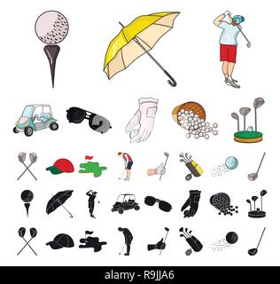 Dopo,l'arte,l'attributo,aviatore,bag,ball,sfere,basket,prima,cap,carrello,cartoon,Black,club, club,raccolta,corso,attraversato,design,attrezzature,campo,battenti,gioco,golf,golfista,l'erba,l'hobby,azienda,foro,icona,immagine,isolato,kick,logo,parasol,percorso,immissione,giochi,impostare,segno,sport,stick,occhiali da sole,il simbolo,T,uniformi,vettore,web,ruote vettori vettore , Illustrazione Vettoriale