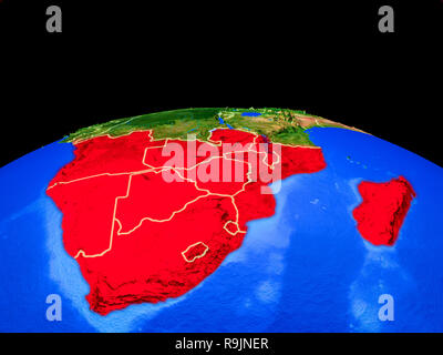 Sud Africa sul modello del pianeta Terra con i confini e molto dettagliata della superficie pianeta. 3D'illustrazione. Gli elementi di questa immagine fornita da n. Foto Stock