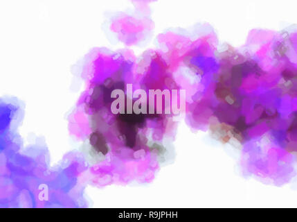 Magenta, viola e nero blotches, acquerello gradiente dello sfondo. Colorata illustrazione digitale simulazione vera acquerello con trama della carta. Foto Stock